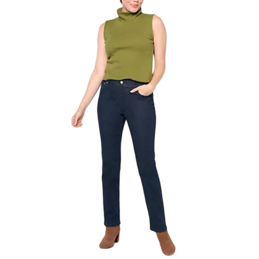 NWT Denim & Co. Perfect Flex Tall Straight Leg Pull-On Jeans